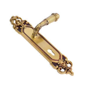 Alexandria Royal Gold Brass  Door Lever Handle Classic on Plate