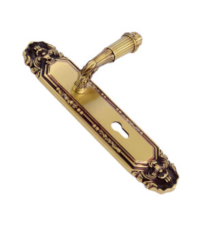 Cleopatra Royal Gold  Brass  Door Lever Handle Classic on Plate