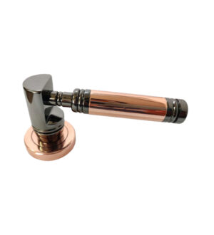 Crescent on Rose  Gold Brass Door Lever Handle Contemporary on Rose