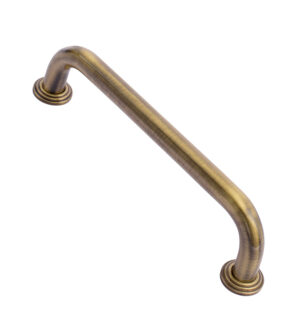 D Pull on Rose Brass Cabinet Pull Handle