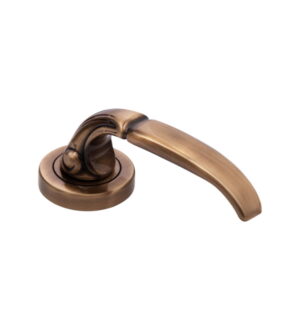 Divine on Round Rose Antique Brass Matt  Door Lever Handle Classic on Rose