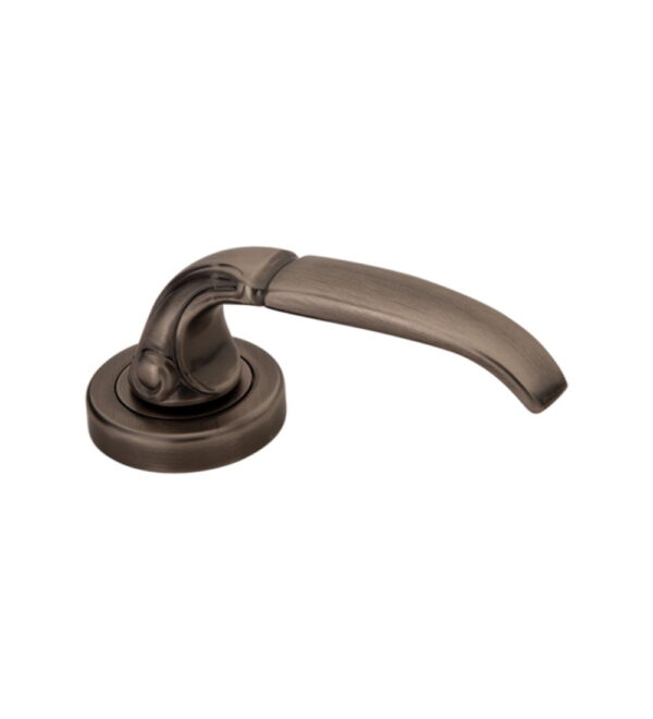Divine on Round Rose Antique Silver   Brass Door Lever Handle Classic on Rose