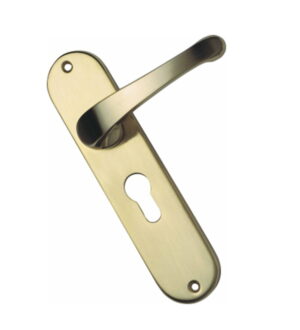 Economy Gold Stain Brass Door Lever Handle Contemporary on Plate