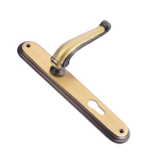 Gemini Antique Gold  Brass  Door Lever Handle Classic on Plate