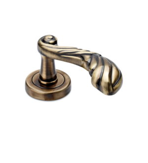 Jahanara on Round Rose Antique   Brass Door Lever Handle Classic on Rose