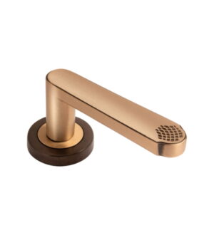 Leonardo on Round Rose Antique Gold   Brass Door Lever Handle Classic on Rose