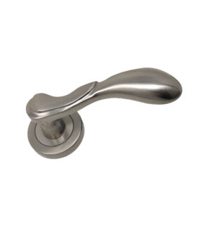 Lexa on Round Rose Brushed Nickel   Brass Door Lever Handle Classic on Rose