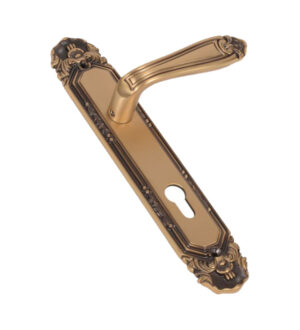 Mumtaz Antique Gold  Brass  Door Lever Handle Classic on Plate