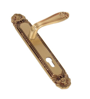 Mumtaz Royal Gold  Brass  Door Lever Handle Classic on Plate