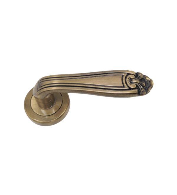 Mumtaz on Round Rose Antique   Brass Door Lever Handle Classic on Rose