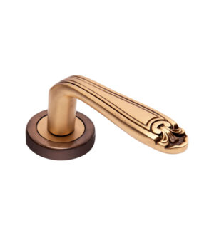 Mumtaz on Round Rose Antique Gold   Brass Door Lever Handle Classic on Rose