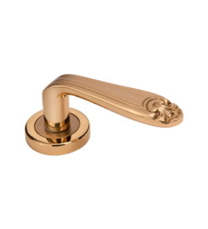 Mumtaz on Round Rose Gold Stain   Brass Door Lever Handle Classic on Rose