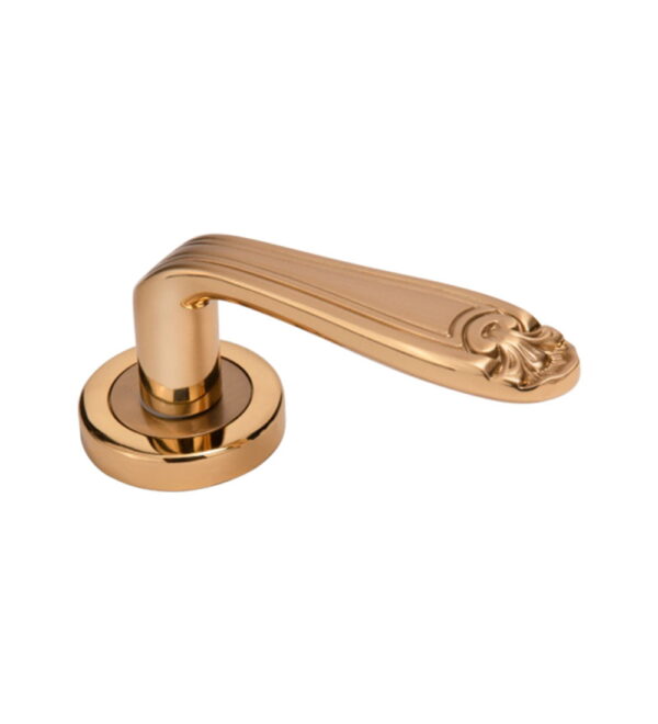 Mumtaz on Round Rose Gold Stain   Brass Door Lever Handle Classic on Rose