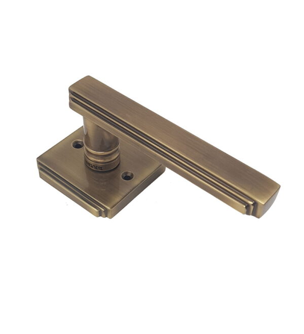 Natali on Rose Antique Brass Door Lever Handle Contemporary on Rose