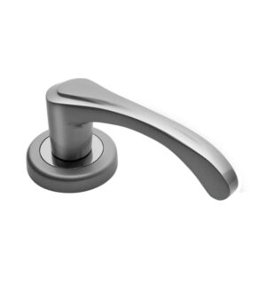 Olimpia on Round Rose Silk Appeal Brass Door Lever Handle Contemporary on Rose