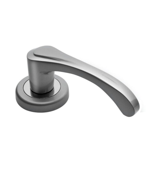 Olimpia on Round Rose Silk Appeal Brass Door Lever Handle Contemporary on Rose