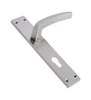 Poncho Brushed Nickel Brass Door Lever Handle Contemporary on Plate