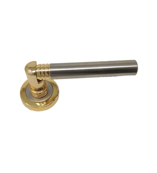 Stark on Round Rose Satin Nickel Gold Brass Door Lever Handle Contemporary on Rose