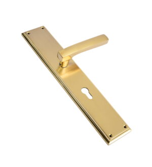 Victor Gold Stain Brass Door Lever Handle Contemporary on Plate
