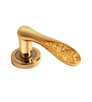 Volga on Round Rose Stain Nickel Gold   Brass Door Lever Handle Classic on Rose