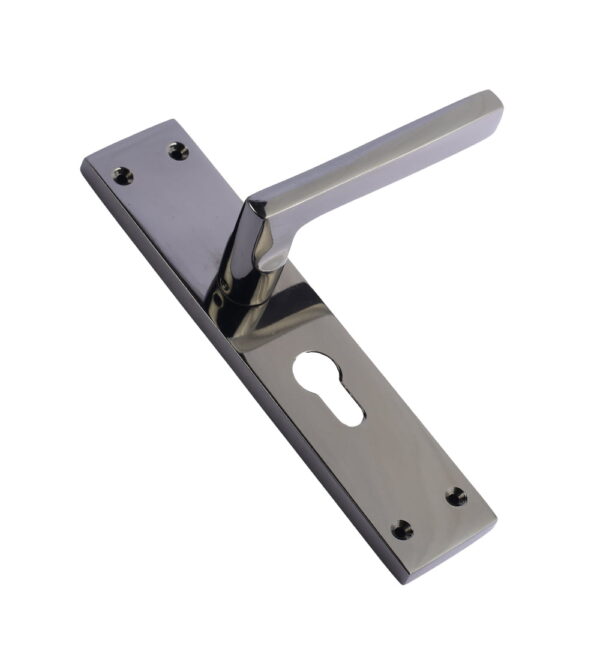 Zodiac Black Nickel Brass Door Lever Handle Contemporary on Plate