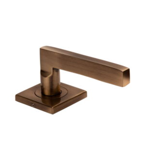 Zodiac on Squar Concealed Rose Antique Brass Door Lever Handle Contemporary on Rose