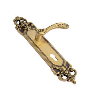 Amyra Antique Gold Brass  Door Lever Handle Classic on Plate