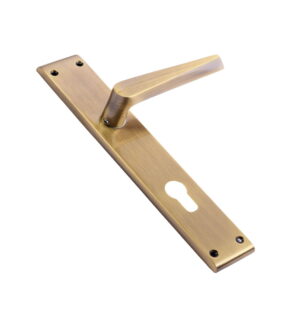Beta Antique Brass   Door Lever Handle Contemporary on Plate
