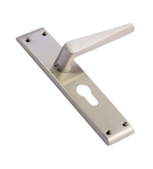 Beta Brushed Nickel Brass Door Lever Handle Contemporary on Plate
