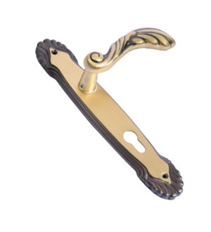 Jahanara Antique Gold Brass  Door Lever Handle Classic on Plate