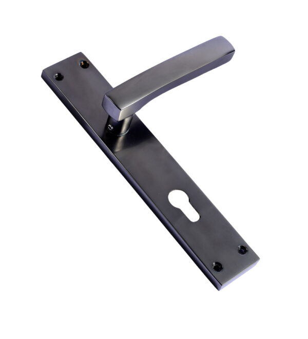 Martell Black Matt  Brass Door Lever Handle Contemporary on Plate
