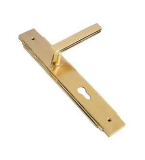 Natali Gold Stain Brass Door Lever Handle Contemporary on Plate
