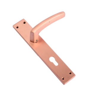 Poncho Rose Gold Brass Door Lever Handle Contemporary on Plate