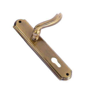Plutolong Antique Brass Door Lever Handle Contemporary on Plate