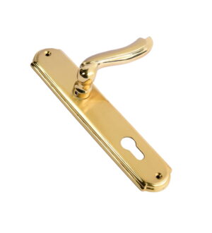 Plutolong Gold Stain Brass Door Lever Handle Contemporary on Plate
