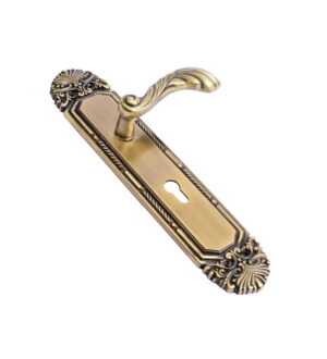 Roshanara Antique Brass  Door Lever Handle Classic on Plate