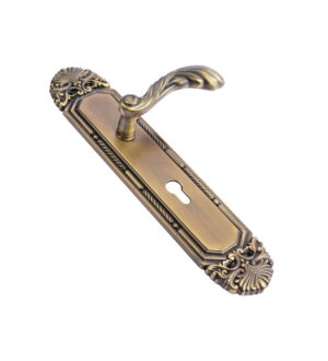 Roshanara Antique Brass Matt  Door Lever Handle Classic on Plate