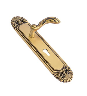 Roshanara Antique Gold Brass  Door Lever Handle Classic on Plate