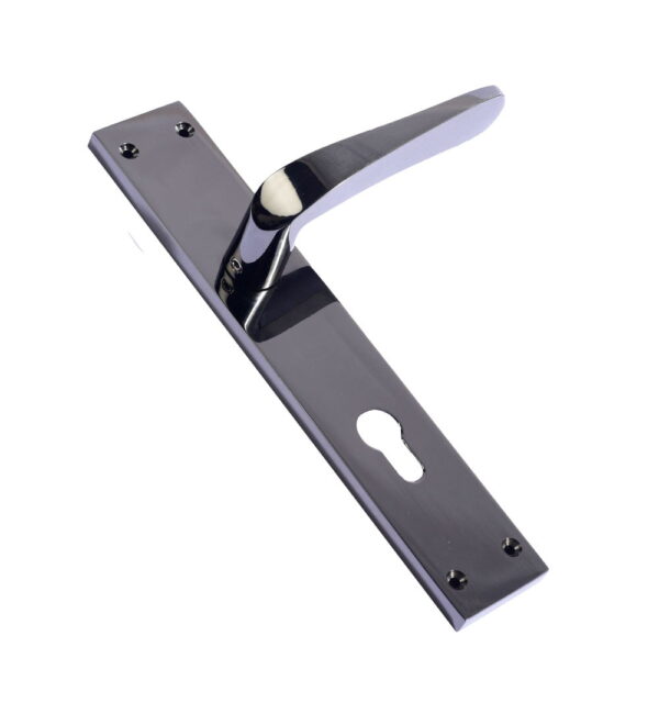 Tango Black Nickel Brass Door Lever Handle Contemporary on Plate