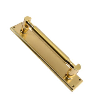 Trinity Brass Door Pull Handle on Plate