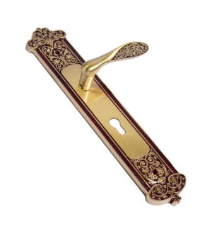Volga Royal Gold Brass  Door Lever Handle Classic on Plate