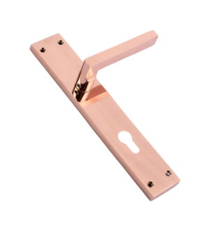 Zodiac Rose Gold Brass Door Lever Handle Contemporary on Plate