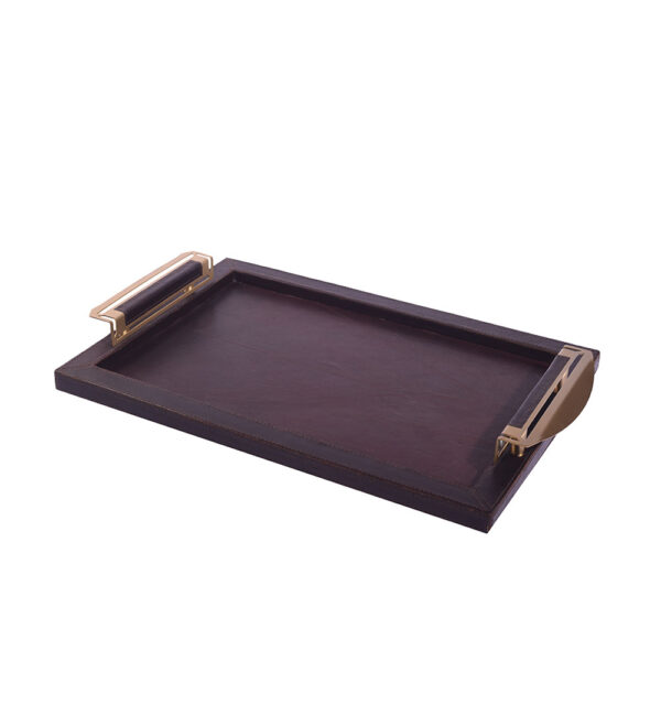 Bar Tray Set Dark Brown  Brass - Image 8