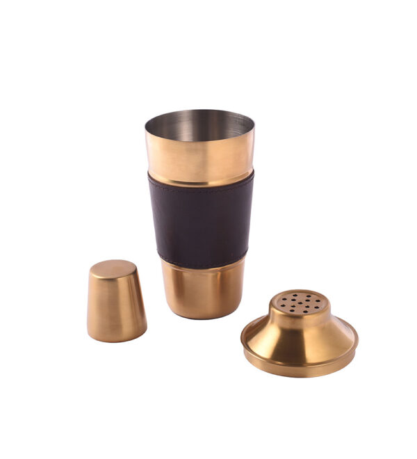 Bar Tray Set Dark Brown  Brass - Image 4