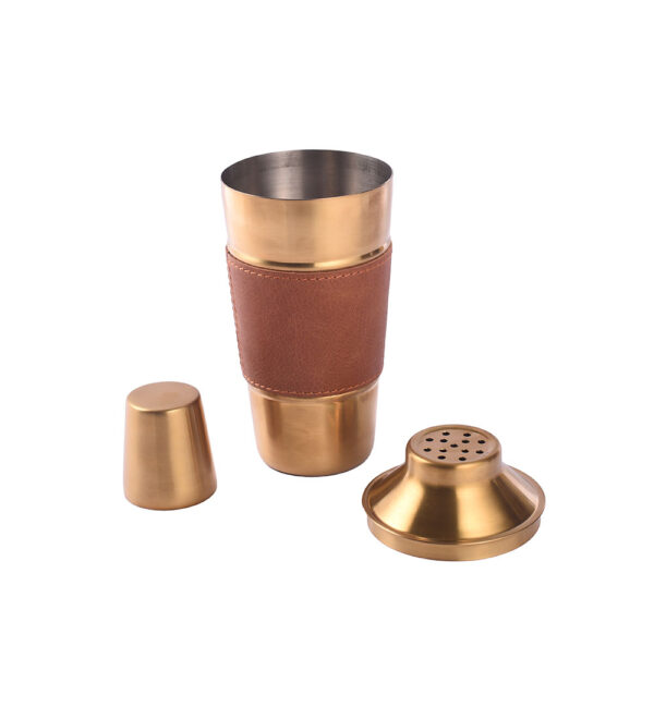 Bar Tray Set Tan/PVD Gold Brass - Image 3