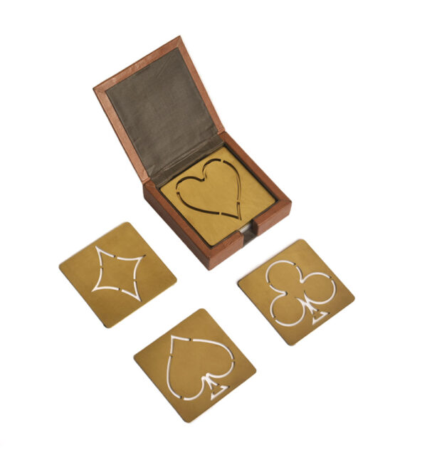 Bar Tray Set Dark Brown  Brass - Image 7
