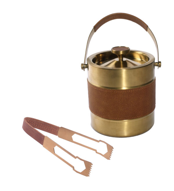Bar Tray Set Tan/PVD Gold Brass - Image 2